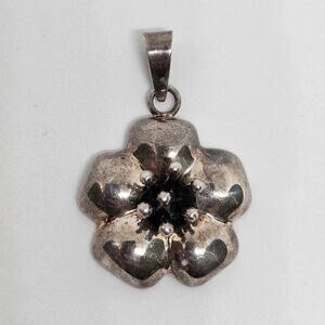 Vintage CIL MEXICO 925 Hibiscus Flower Pendant Sterling Silver